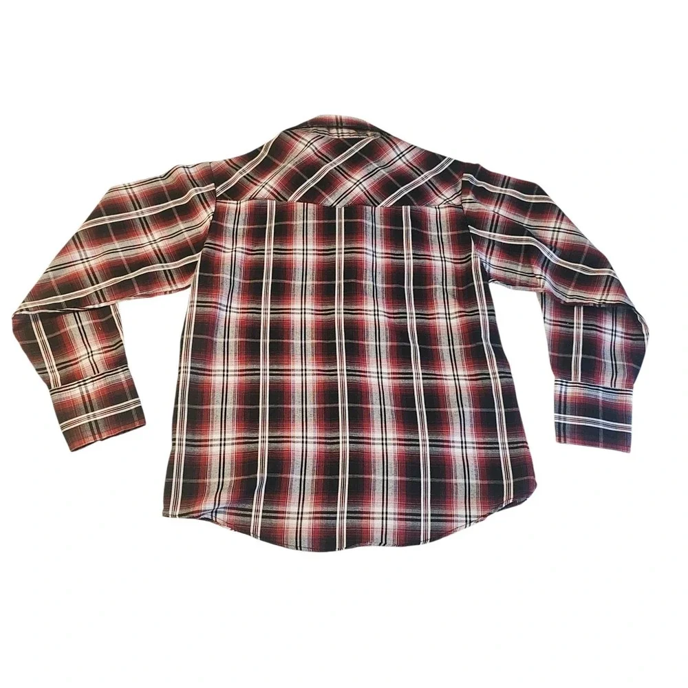Ely‎ Cattleman Boy's Small Plaid Pearl Snap Long Sleeve Shirt